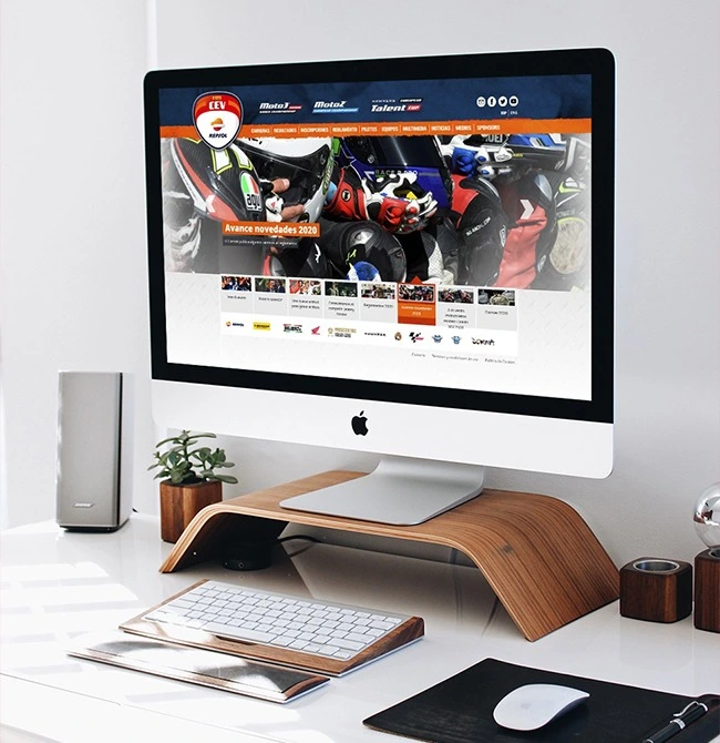 Web oficial del Campeonato de España de Velocidad, desarrollada por EENDA para Dorna, en pantalla de escritorio